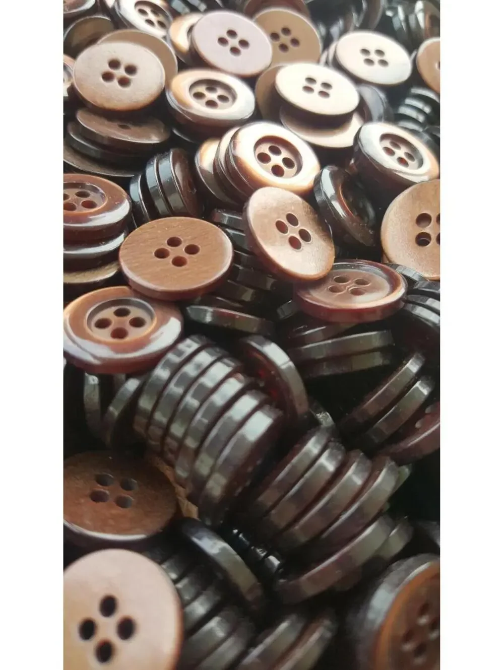 Copper Brown Buttons, 4 Hole Sewing/Crafts Buttons 15mm - 24 Pieces (093)